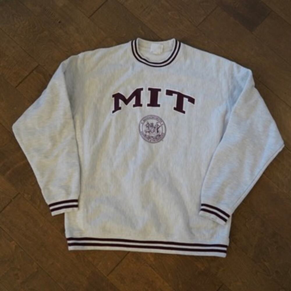 90's Champion Reverse Weave MIT Long Sleeve Pullover Sweatshirt Gray Mens SZ XL
